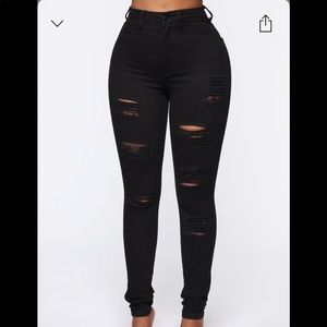 Fashion Nova Black distressed jeans